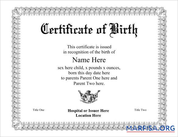 Downloadable Recognition of the birth from hospital example